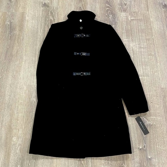 COPY - Kenneth Cole New York Wool Blend Buckle detail black Coat size 6 … - Picture 3 of 7